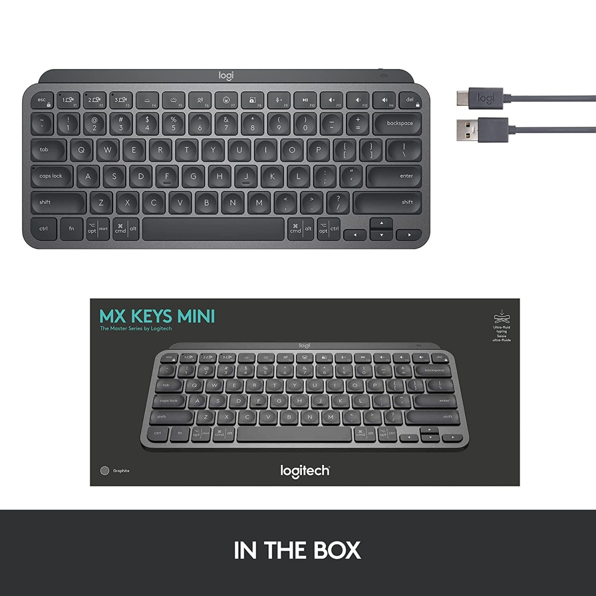 Logitech Mx Keys Advanced Illuminated Wireless Keyboard, Bluetooth Graphite Black