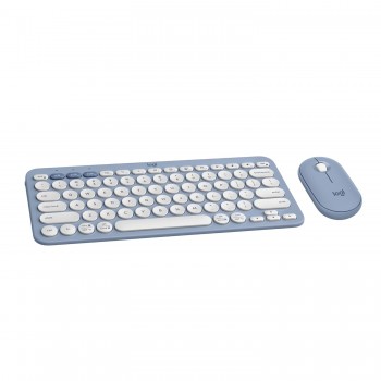 Logitech Pebble 2 Combo, Wireless Keyboard and Mouse, Quiet and Portable, Customisable, Logi Bolt, Bluetooth, Easy-Switch for Windows, macOS, iPadOS, Chrome - Tonal Blue