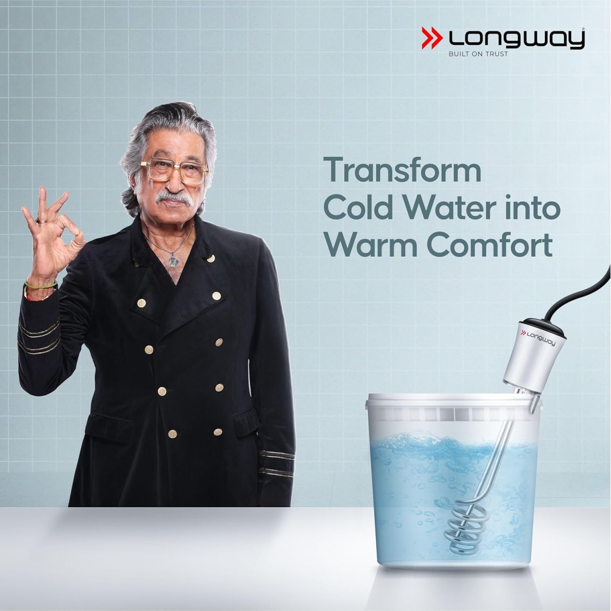 Longway LWIR01 2000W Immersion Water Heater | Anti-Corrosive & Shockproof Immersion Rod with Fast Heating Coil Technology | Nickel Plated | ISI Certified | 2 Year Replacement Warranty (White)