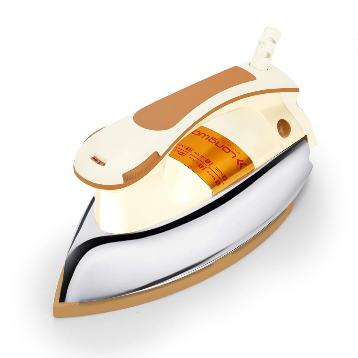 Longway Plancha Heavy Weight Non-Stick Teflon Coated Golden Soleplate Dry Iron, 6 Multi-Heat Setting, Electric Iron for Clothes | 2 Year Warranty| (1000 Watt, Ivory) Longway Plancha Heavy Weight Non-Stick Teflon Coated Golden Soleplate Dry Iron, 6 Multi-Heat Setting, Electric Iron for Clothes | 2 Year Warranty| (1000 Watt, Ivory)