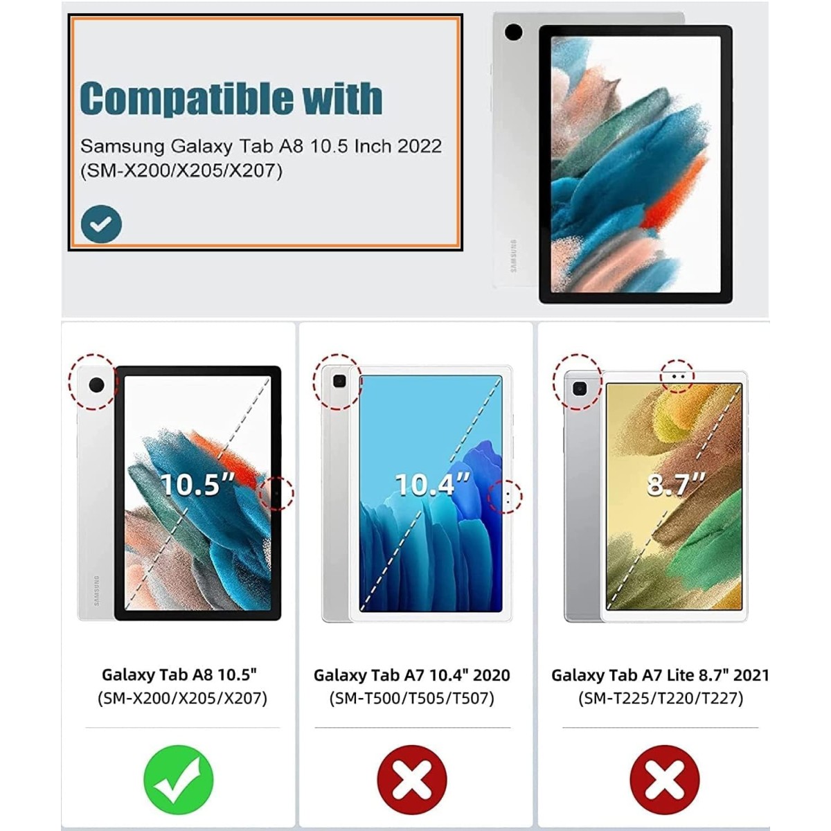 M Cart® Samsung Tab A8 10.5 Inch Flip Cover Leather Finish 360 Degree Rotate Flip Cover Shockproof Style Back