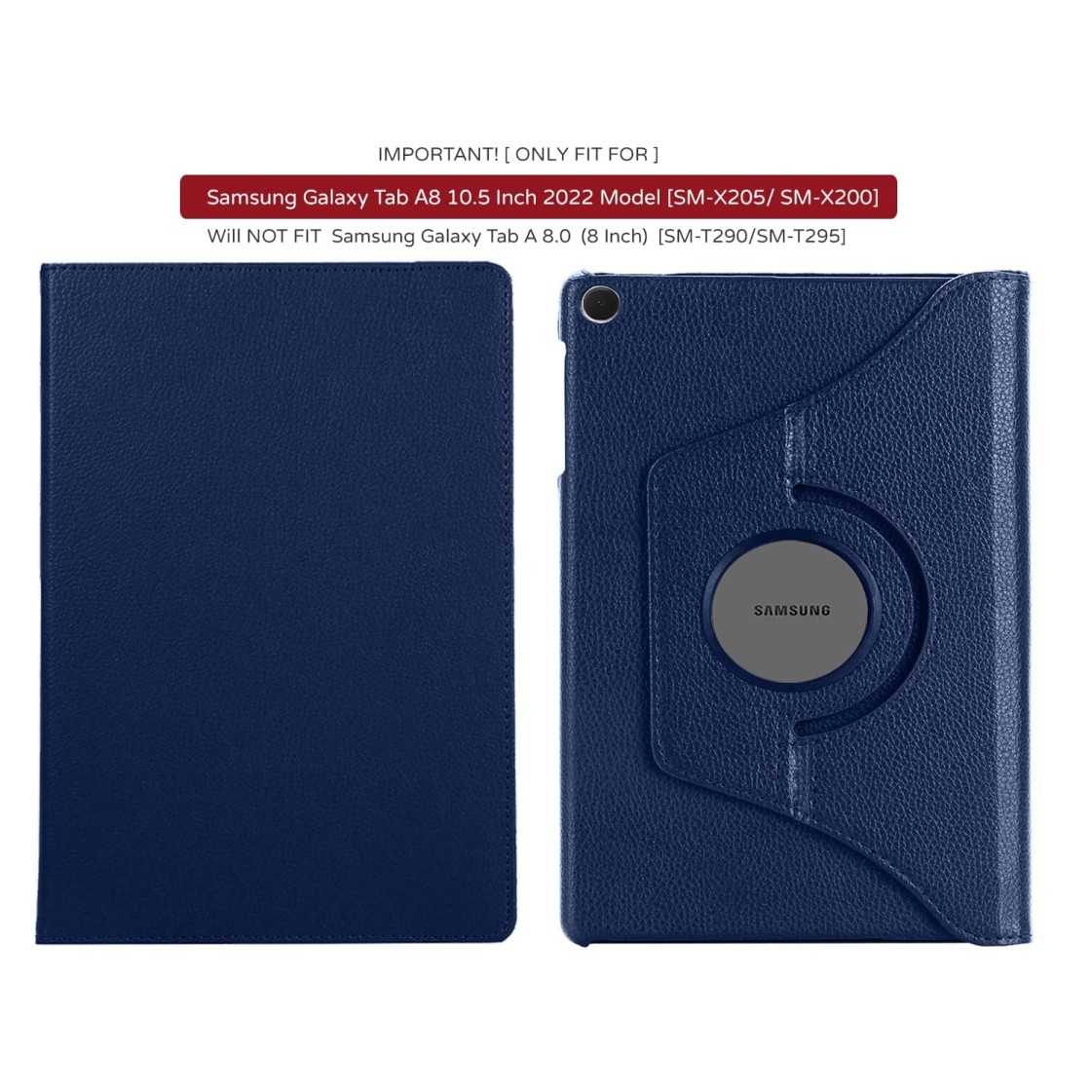 M Cart® Samsung Tab A8 10.5 Inch Flip Cover Leather Finish 360 Degree Rotate Flip Cover Shockproof Style Back