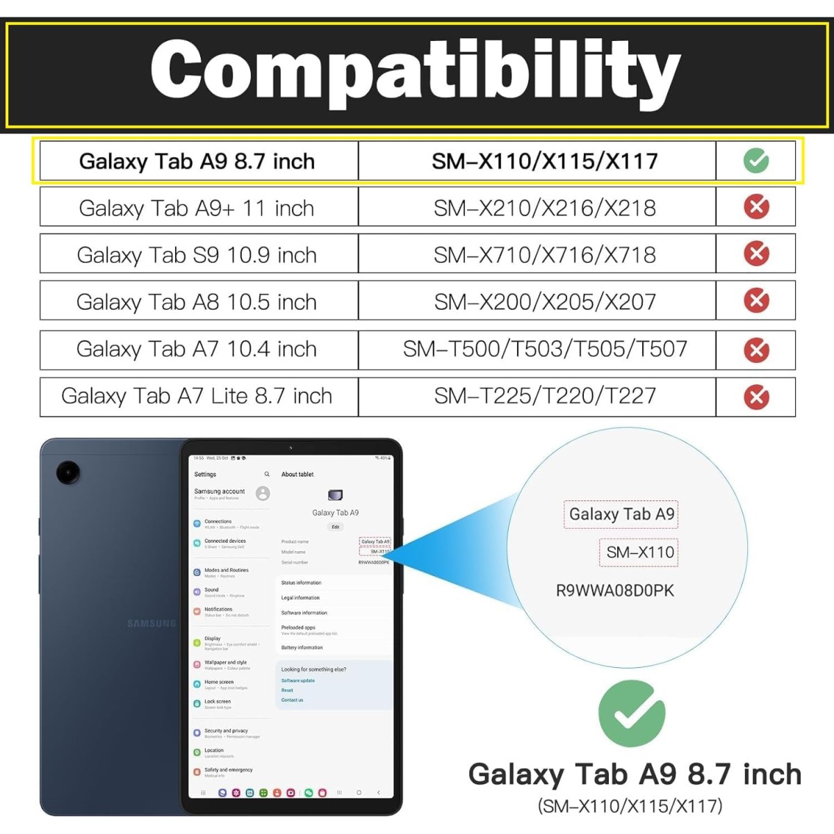 M Cart® Samsung Tab A9 (8.7 inch) Flip Cover | Leather Finish | 360 Degree Rotate Back Cover | Shockproof Back Cover Case for Samsung Galaxy Tab A9 (8.7 inch) (Brown)