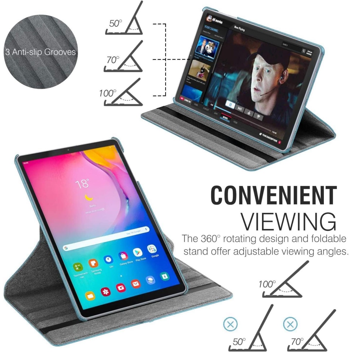 M Cart® Smart Rotate Hard Back Flip Stand Case Cover for Samsung Tab S6 Lite Cover 10.4 inch SM-P610/P615 (Sea Blue)