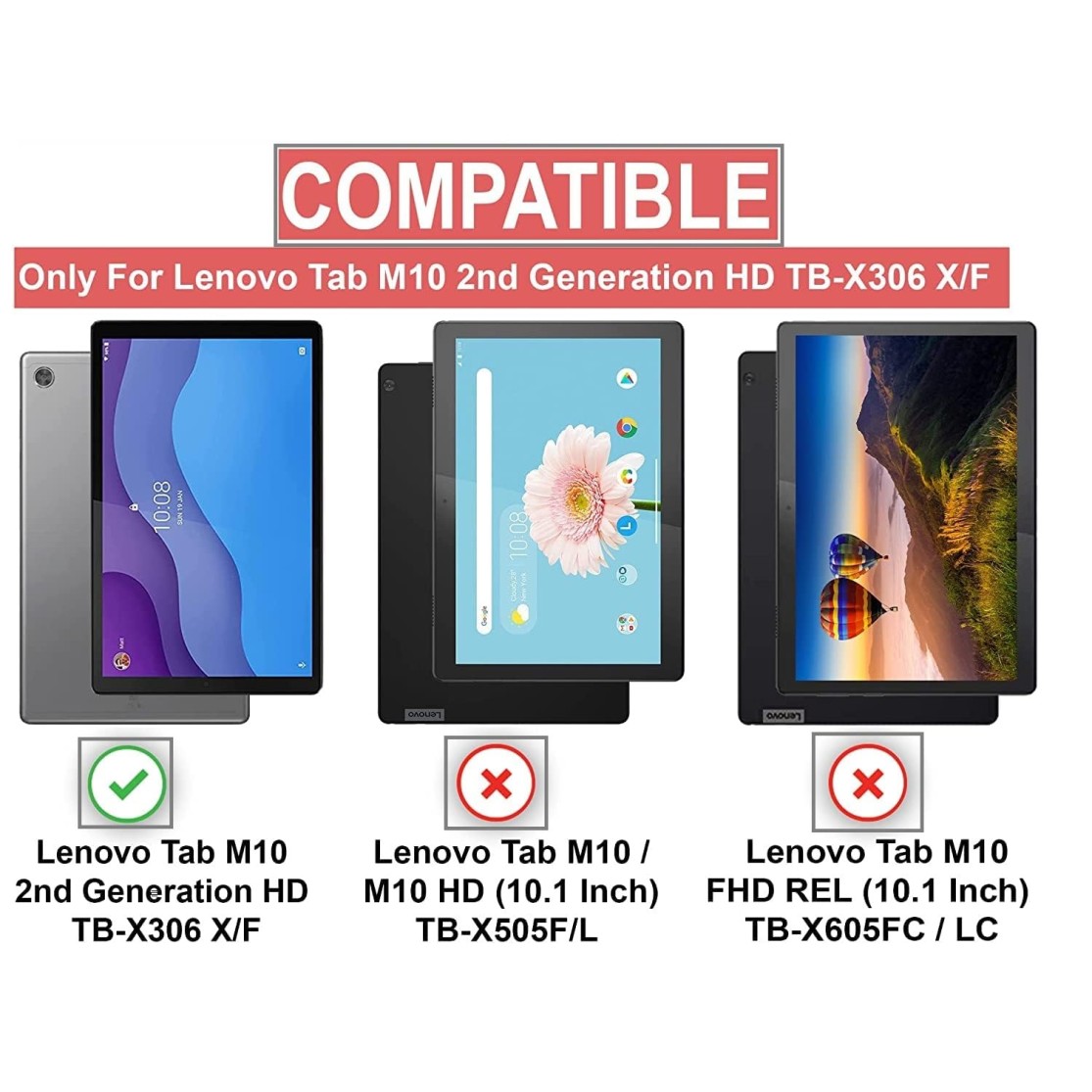 M Cart Tablet Flip Cover Case for Lenovo Tab M10 HD 10.1 Inch 2020 2nd Gen TB-X306X / TB-X306F