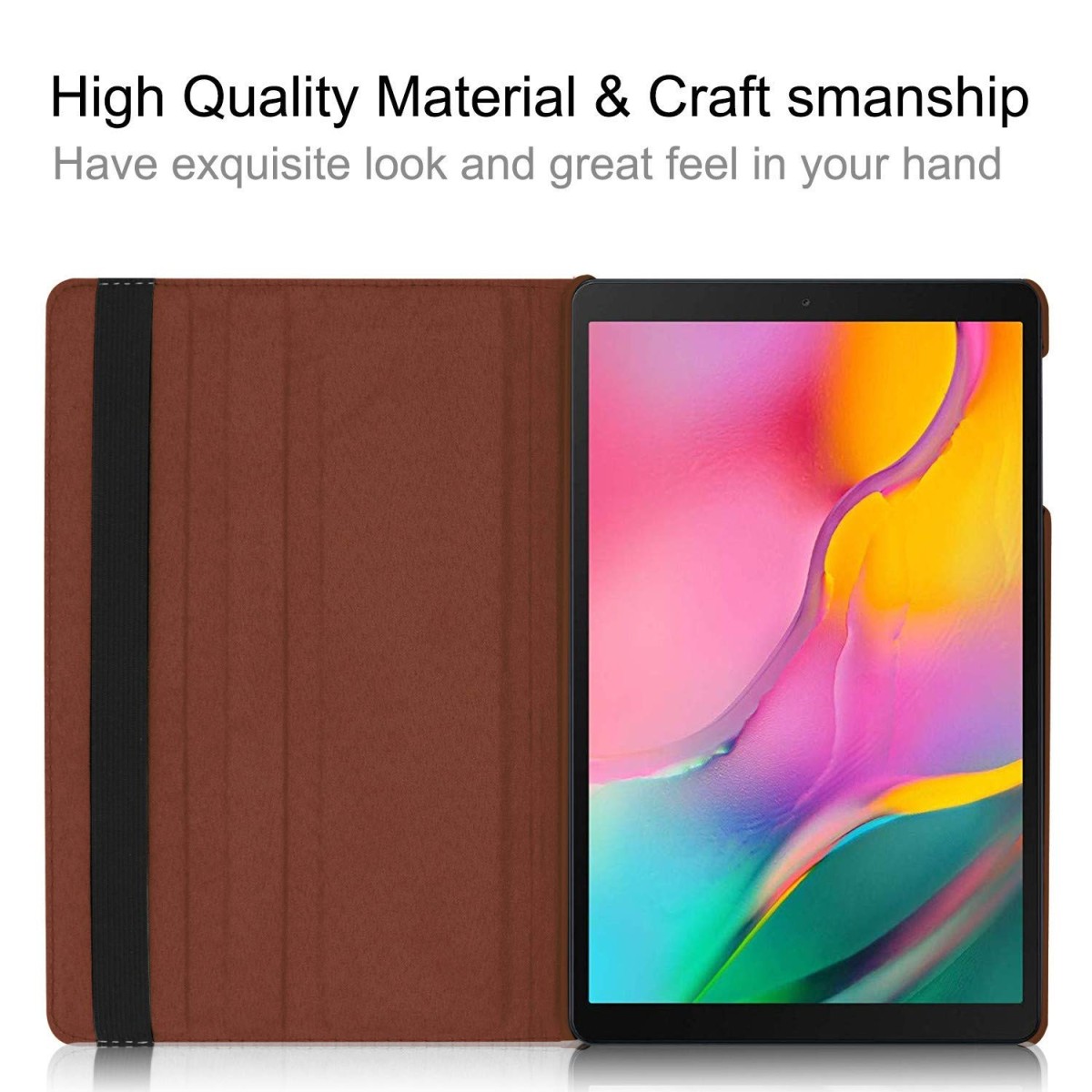 M Cart® flip Cover for Samsung Galaxy tab a 10.1 360 Degree Rotating Stand Cover case PU Leather Safety Flip Case Cover for Samsung Galaxy Tab A 2019 SM-T515 / T510 - Brown