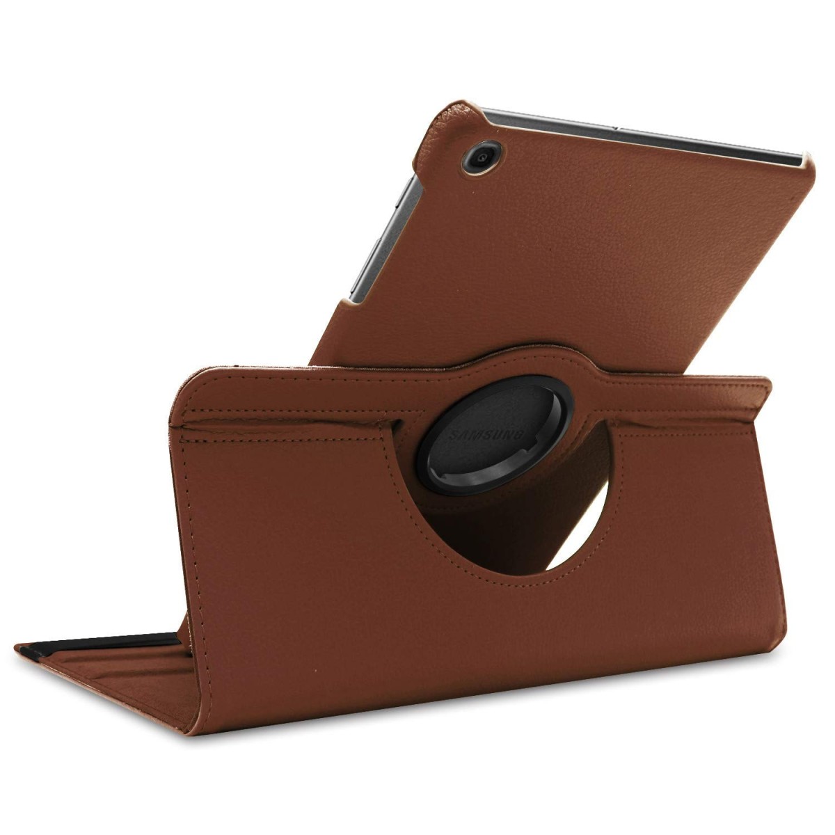 M Cart® flip Cover for Samsung Galaxy tab a 10.1 360 Degree Rotating Stand Cover case PU Leather Safety Flip Case Cover for Samsung Galaxy Tab A 2019 SM-T515 / T510 - Brown