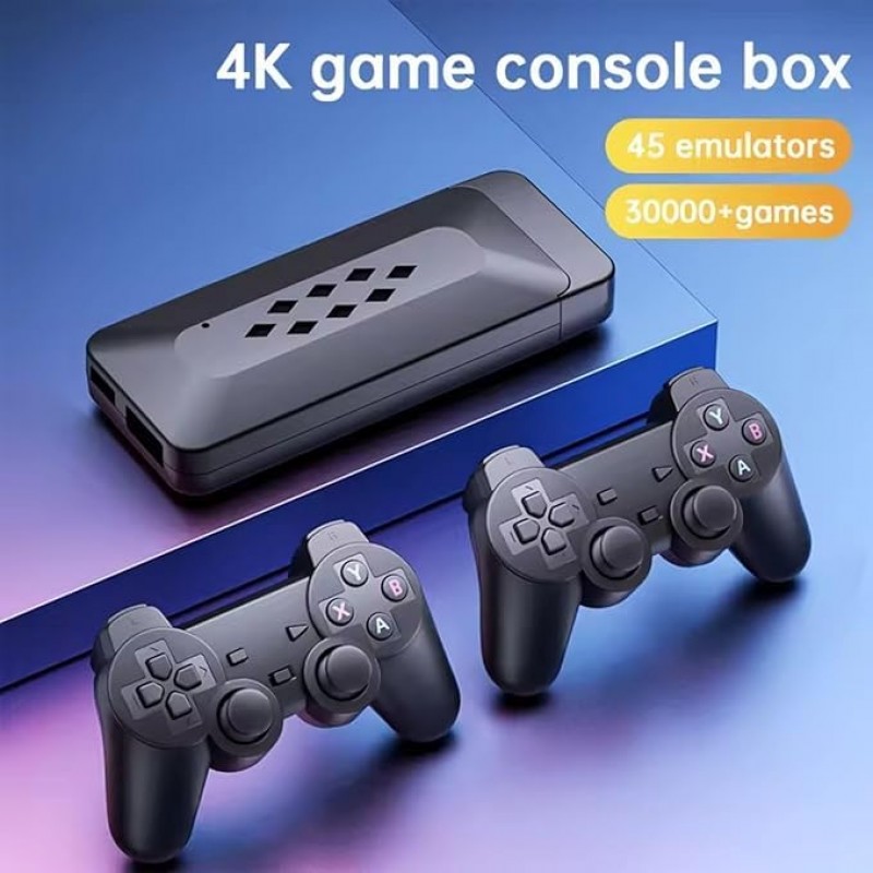 M33 Game Stick 37000+ INBUILT Video Game Console Retro Classic 3D 4K Full HD with 2 Wireless Gamepad Plug & Play Video Game 64GB