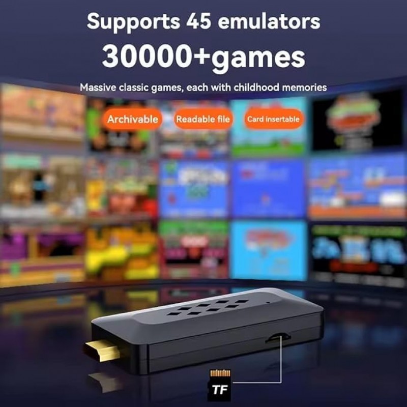 M33 Game Stick 37000+ INBUILT Video Game Console Retro Classic 3D 4K Full HD with 2 Wireless Gamepad Plug & Play Video Game 64GB