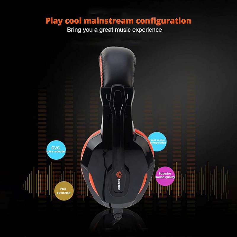 MEETION MT-HP010 Wired Over Ear Gaming Headset with 3D Surround Sound Technology, Adjustable Leather Headband, Inline Volume Controller, CVC Noise Reduction & 160° Degree Retractable Mic