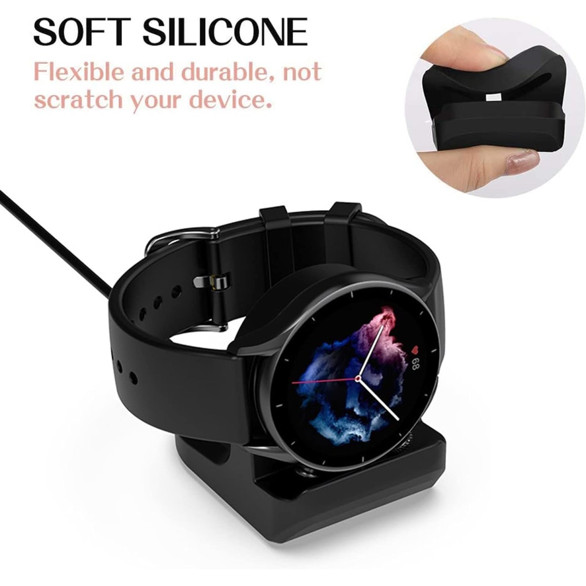 M.G.R.J® Non-Slip Silicone Charging Dock Holder for GTR Mini/T-Rex 2/GTR 4/GTR 3/GTR 3 Pro/GTS 4/GTS 4 Mini/GTS 3/Bip 3 Pro/Bip 3/GTR 2e/GTS 2