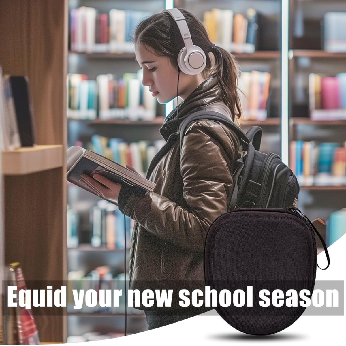 M.G.R.J Portable Carrying Case Cover for ZEBRONICS Duke Plus Wireless Over Ear Headphone (Hard|EVA|Black)