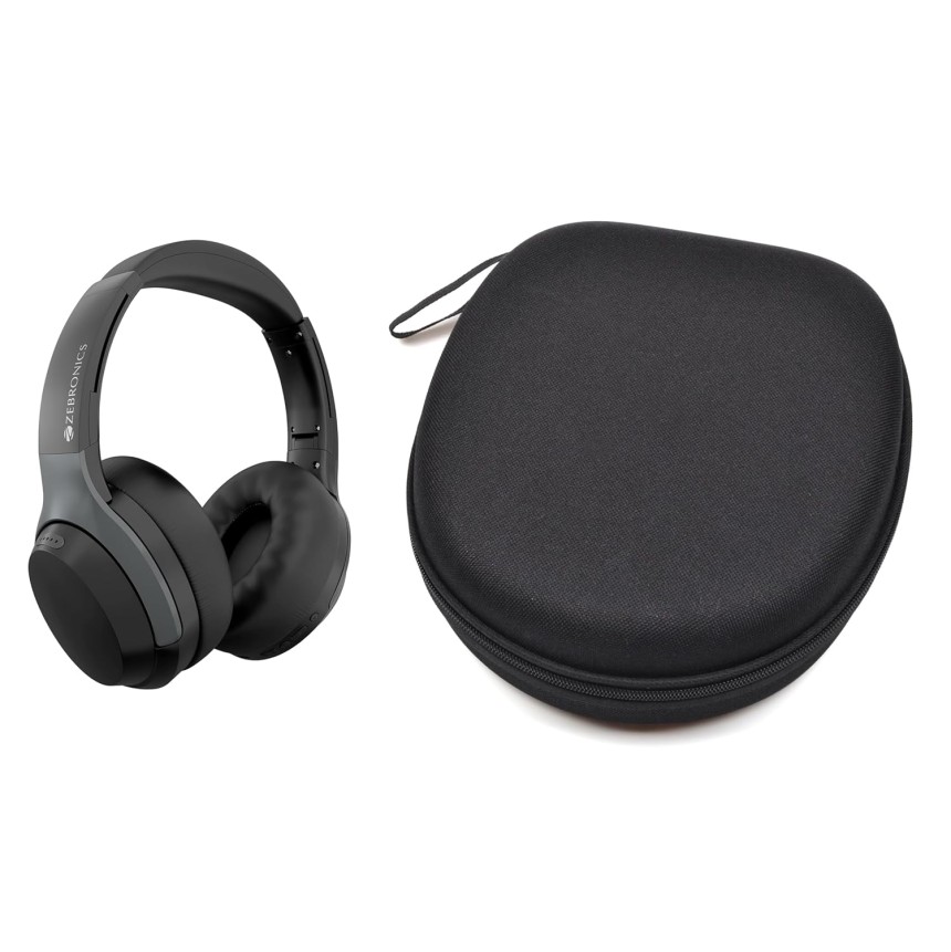 M.G.R.J Portable Carrying Case Cover for ZEBRONICS Duke Plus Wireless Over Ear Headphone (Hard|EVA|Black)