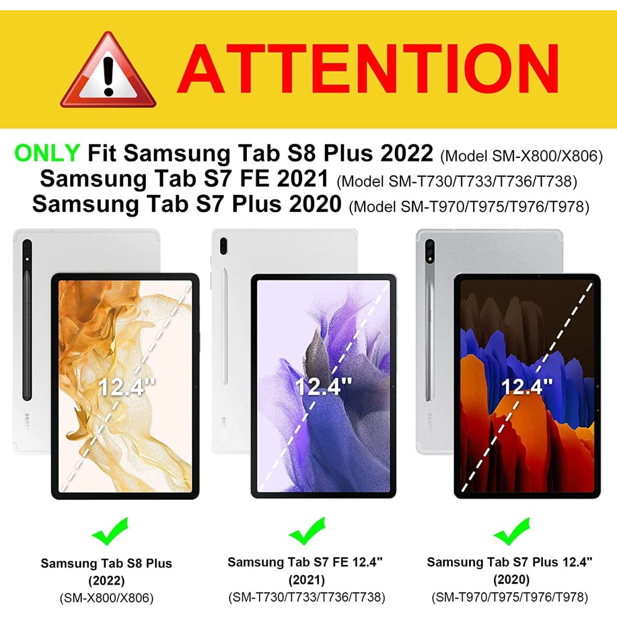 M.G.R.J® Tab S8 Plus / S7 Plus/Tab S7 FE 5G Case, Soft TPU Transparent Back Case Cover for Samsung Galaxy Tab S8 Plus / S7 Plus/Tab S7 FE 5G (12.4" inch)