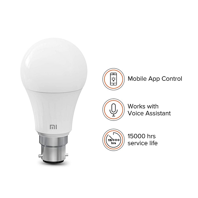 MI Smart LED Bulb with Adjustable Brightness B22 Base Compatible with Amazon Alexa and Google Assistant (White)