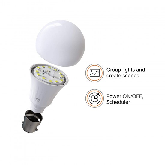MI Smart LED Bulb with Adjustable Brightness B22 Base Compatible with Amazon Alexa and Google Assistant (White)