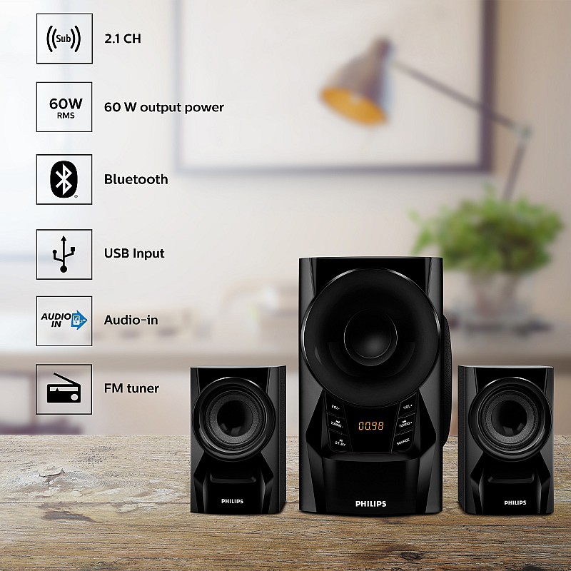 Philips Audios IN-MMS6080B/94 2.1 Channel Multimedia Speakers