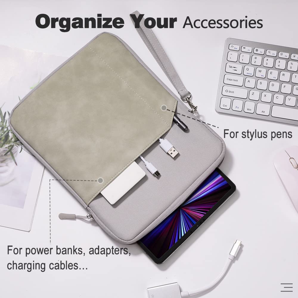 MOCA 9-11 Inch Tablet Sleeve Case for iPad 10th/9th Gen 10.9, iPad Pro 11, iPad Air 5/4/6, iPad 10.2, Galaxy Tab A9+/A8/S8/S9 11", Water Resistant Carry Bag with Pocket