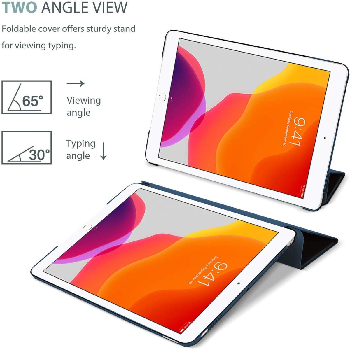 MOCA Compatible Smart flip Cover case for iPad 9.7 inch 2017 2018 iPad 5th 6th Generation A1893 A1954 A1822 A1823 Smart case Cover (Navy Blue)