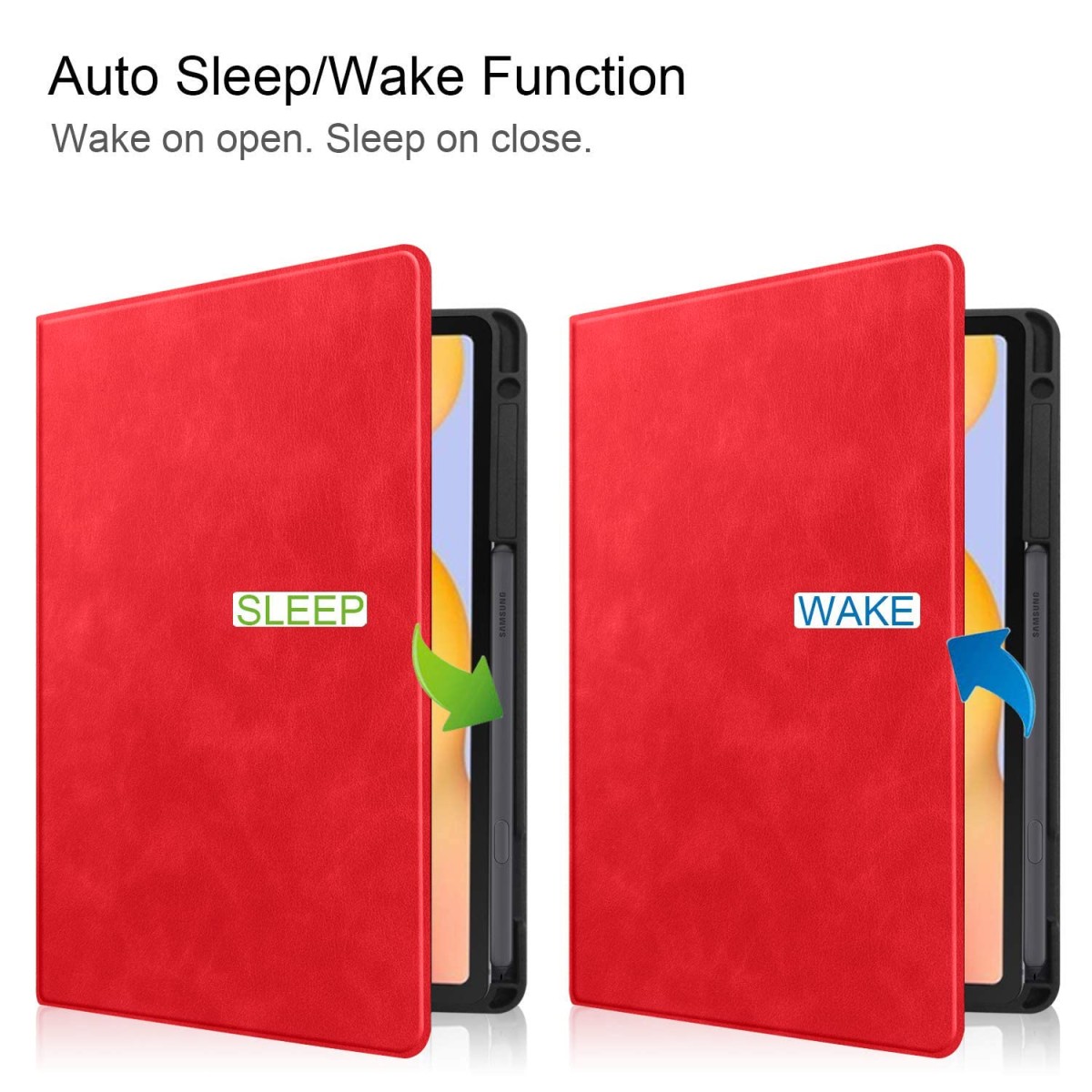 MOCA Flip Cover for Xiaomi Mi Pad 5 11 inch with Pencil Holder/Auto Sleep Wake Book Folio Stand Case (Red)