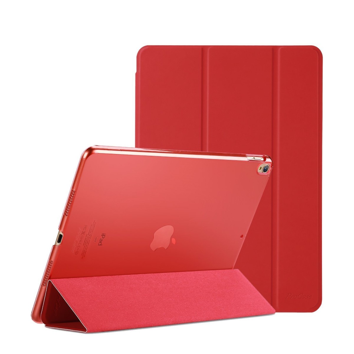 MOCA [Translucent Back] Smart Flip Cover Case for iPad Air 2 A1566 A1567 (2014 Launched) iPad Flip Cover Case (~Red)