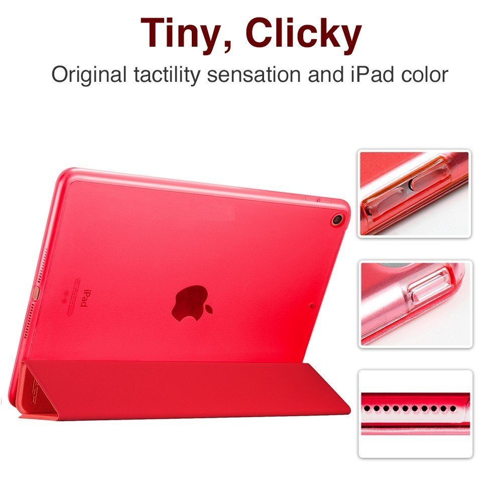 MOCA [Translucent Back] Smart Flip Cover Case for iPad Air 2 A1566 A1567 (2014 Launched) iPad Flip Cover Case (~Red)