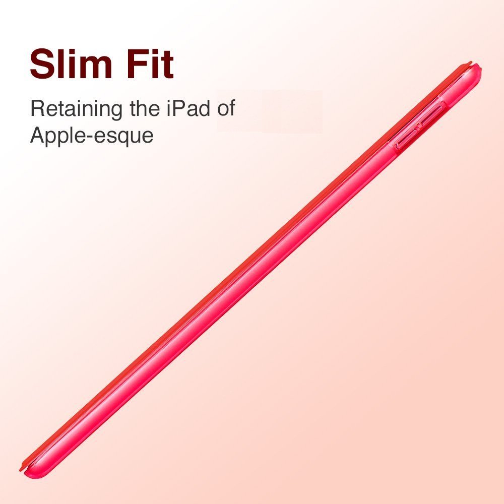 MOCA [Translucent Back] Smart Flip Cover Case for iPad Air 2 A1566 A1567 (2014 Launched) iPad Flip Cover Case (~Red)