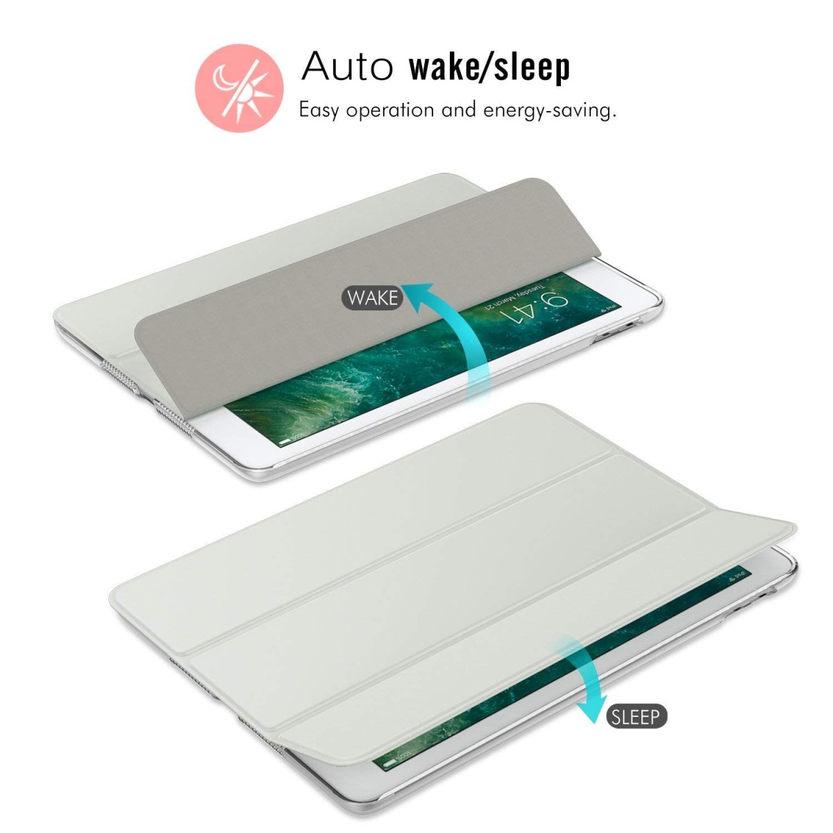 MOCA Ultra Slim Magnetic Stand Smart Flip Cover-case for The Apple iPad 2018/2017 A1822/A1823 Also Fits Flip Case Cover (Gray)