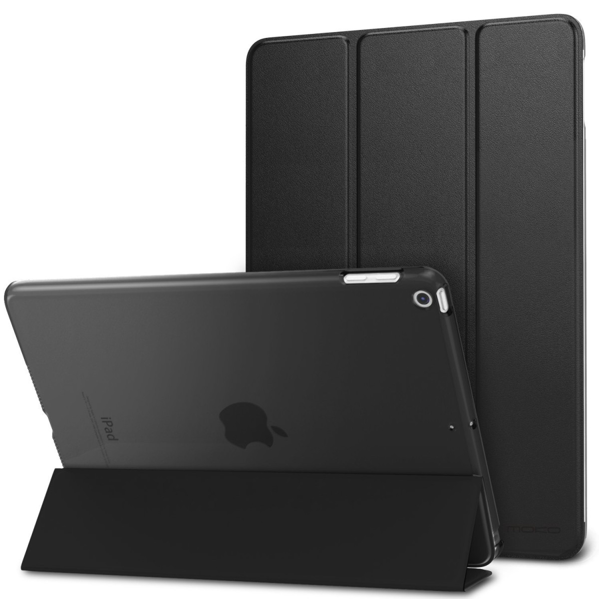 MOCA for The Apple New iPad 9.7 inch 2018 iPad 6th gen / 2017 Ipad 5th Gen Model. A1893 A1954 A1822 A1823 PU Leather Folio flip Cover (Black)
