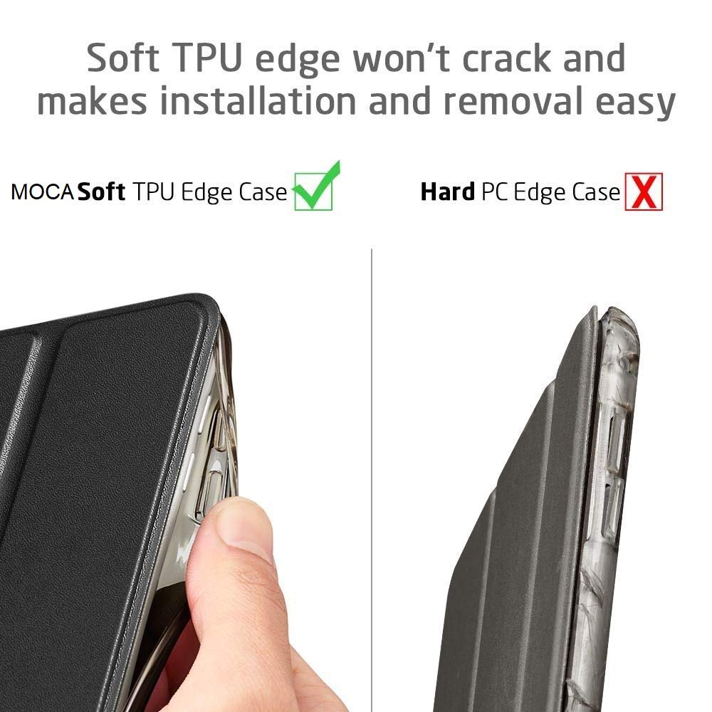 MOCA for The Apple New iPad 9.7 inch 2018 iPad 6th gen / 2017 Ipad 5th Gen Model. A1893 A1954 A1822 A1823 PU Leather Folio flip Cover (Black)