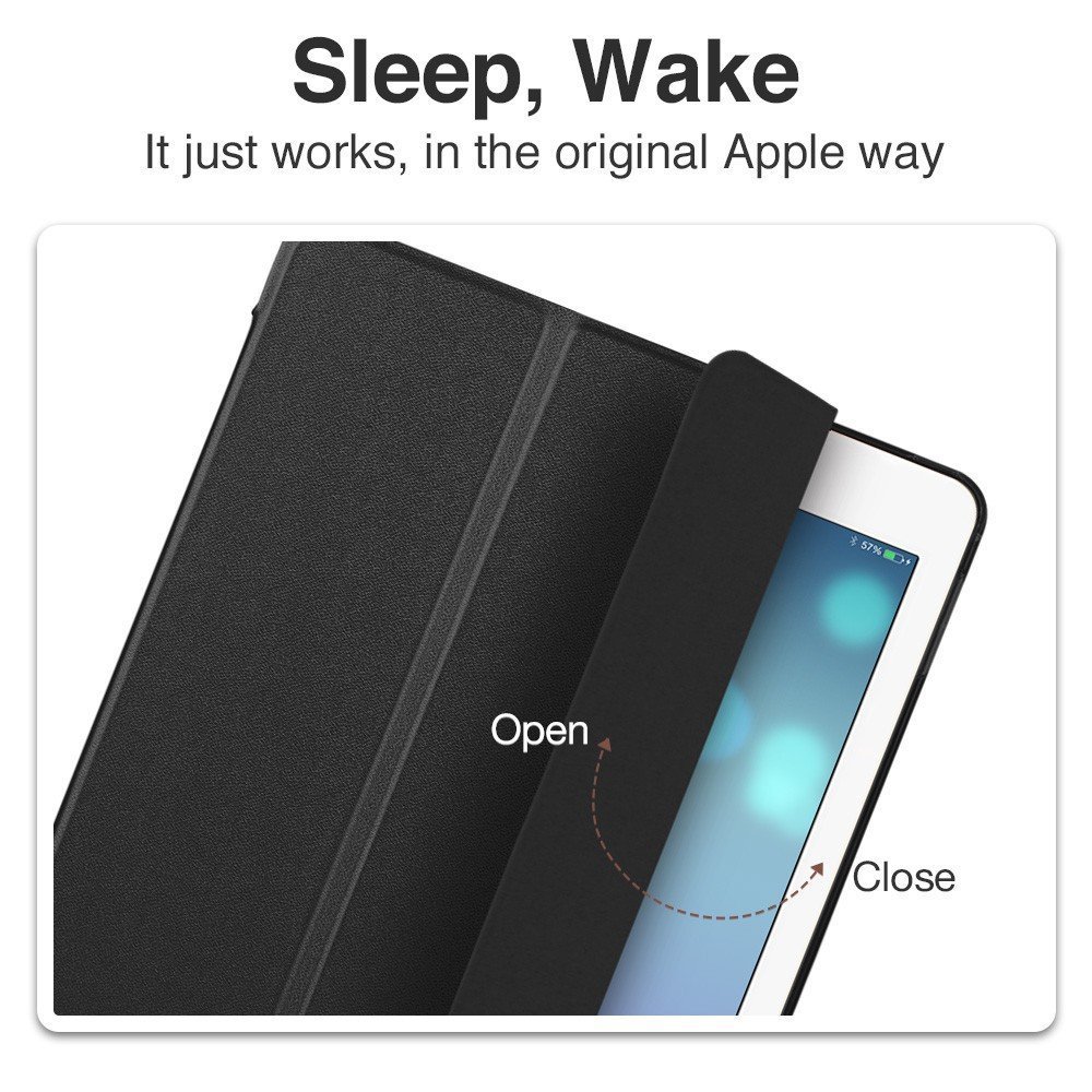 MOCA for The Apple New iPad 9.7 inch 2018 iPad 6th gen / 2017 Ipad 5th Gen Model. A1893 A1954 A1822 A1823 PU Leather Folio flip Cover (Black)