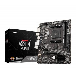 MSI A520M-A PRO Motherboard AMD Ryzen 3000 3rd Gen AM4 DDR4 M.2 USB 3.2 Gen 1 HDMI, Micro ATX