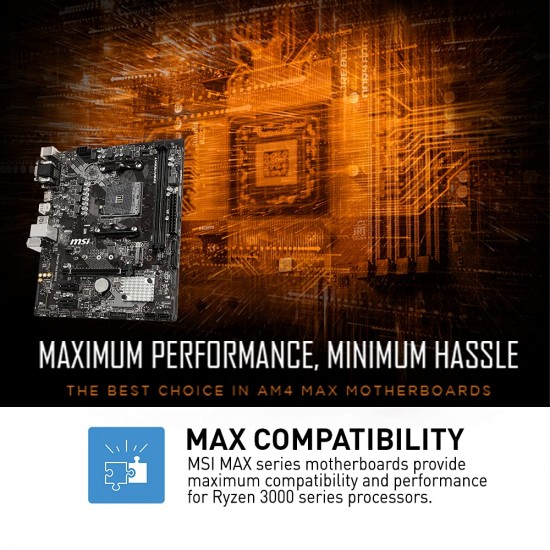 MSI B450M PRO M2 MAX Gaming m-ATX Motherboard Socket-1st 2nd and 3rd Gen AMD Ryzen AM4 Socket with 2 DDR4 ram Slot