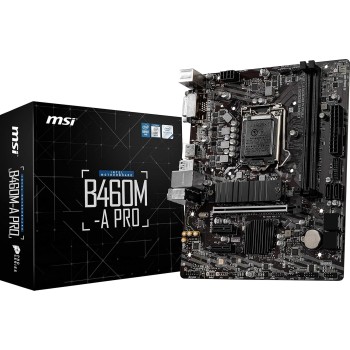 MSI B460M-A PRO ProSeries Motherboard (mATX, 10th Gen Intel Core, LGA 1200 Socket, DDR4, M.2 Slot, USB 3.2 Gen 1, 2.5G LAN, DVI/HDMI) MSI B460M-A PRO ProSeries Motherboard (mATX, 10th Gen Intel Core, LGA 1200 Socket, DDR4, M.2 Slot, USB 3.2 Gen 1, 2.5G LAN, DVI/HDMI)