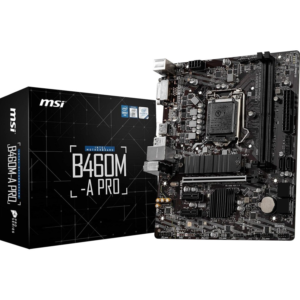 MSI B460M-A PRO ProSeries Motherboard (mATX, 10th Gen Intel Core, LGA 1200 Socket, DDR4, M.2 Slot, USB 3.2 Gen 1, 2.5G LAN, DVI/HDMI) MSI B460M-A PRO ProSeries Motherboard (mATX, 10th Gen Intel Core, LGA 1200 Socket, DDR4, M.2 Slot, USB 3.2 Gen 1, 2.5G LAN, DVI/HDMI)
