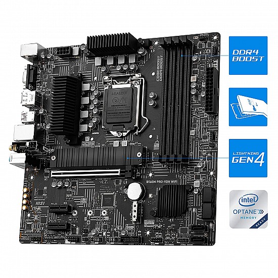 MSI B560M PRO-VDH Wi-Fi Micro-ATX Gaming Motherboard 10th/11th Gen Intel Core