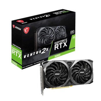 MSI GeForce RTX 3060 Ventus 2X 12G OC Graphic Card I NVIDIA GeForce RTX 3060 GPU | 12 GB GDDR6 192-bit Memory, | 15 Gbps Speed | PCI Express 4 Interface | Upto 1807 MHz | TORX Fan 3.0, Zero FROZR MSI GeForce RTX 3060 Ventus 2X 12G OC Graphic Card I NVIDIA GeForce RTX 3060 GPU | 12 GB GDDR6 192-bit Memory, | 15 Gbps Speed | PCI Express 4 Interface | Upto 1807 MHz | TORX Fan 3.0, Zero FROZR