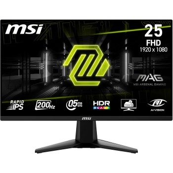 MSI MAG 255F E20 24.5-Inch FHD 1920x1080 Gaming Monitor, 200Hz, 0.5ms, HDR Ready, AMD FreeSync Premium, Eye Care, AI Vision, HDMI 2.0b, DP 1.2a, Frame-Less, Tilt Adjustable, Vesa Mount, Black MSI MAG 255F E20 24.5-Inch FHD 1920x1080 Gaming Monitor, 200Hz, 0.5ms, HDR Ready, AMD FreeSync Premium, Eye Care, AI Vision, HDMI 2.0b, DP 1.2a, Frame-Less, Tilt Adjustable, Vesa Mount, Black
