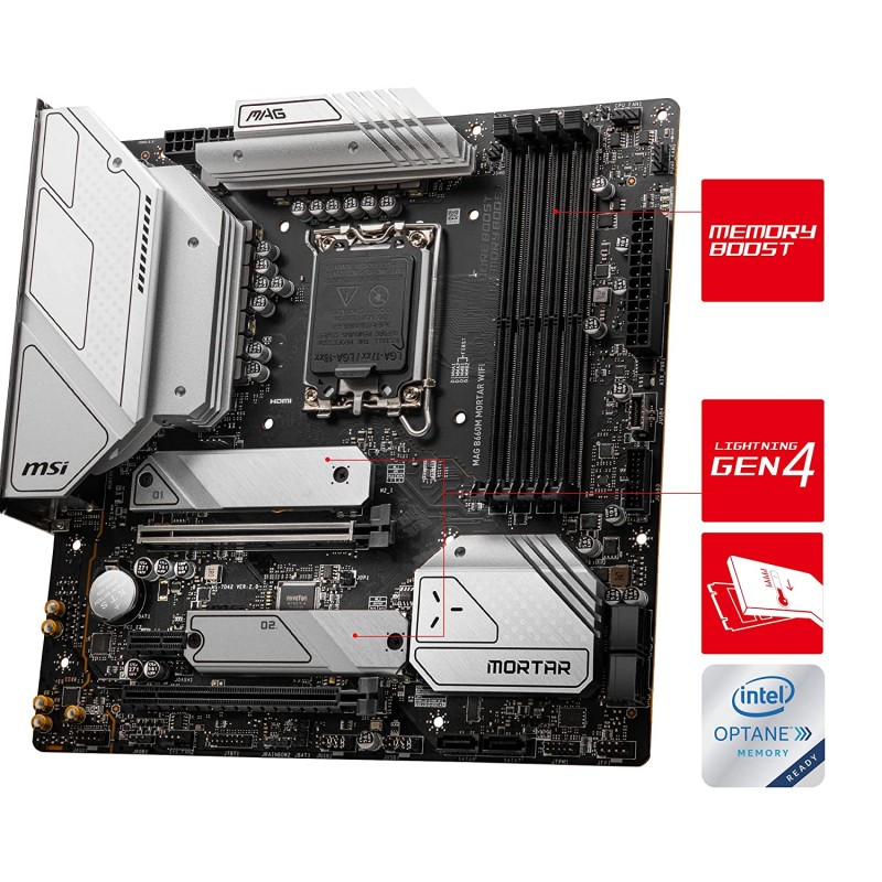 MSI MAG B660M Mortar DDR4 Motherboard Micro-ATX-Supports Intel 12th Gen Core Processors Motherboard