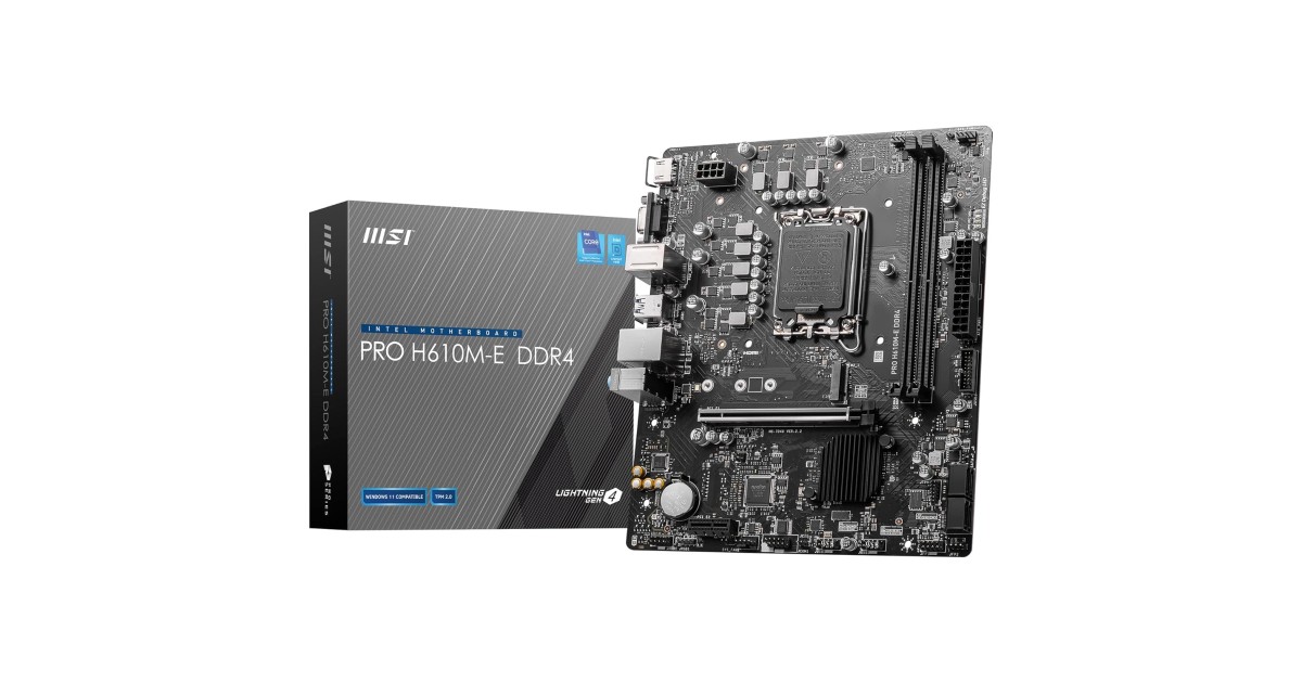 MSI PRO H610M-E DDR4 Motherboard, Micro-ATX - Supports 14th/13th