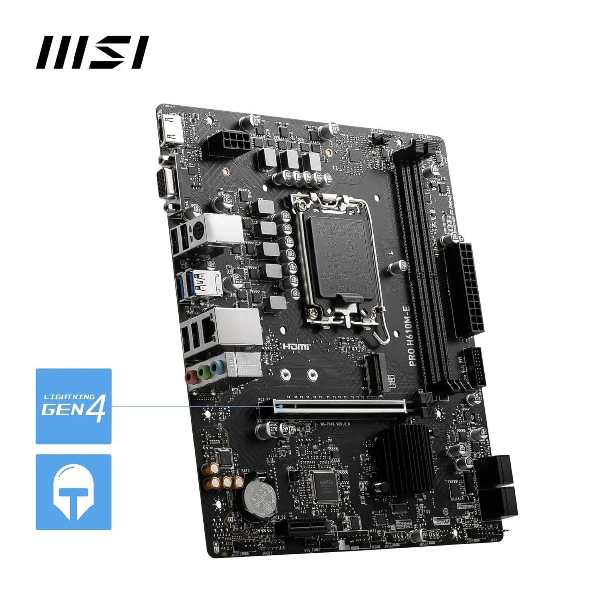 MSI PRO H610M-E Motherboard, Micro-ATX - Supports 14th/13th/12th Gen Intel Core Processors, LGA 1700 - DDR5 Memory Boost 5600MHz/MAX, PCIe 4.0 x16 Slot, M.2 Gen3 Slot