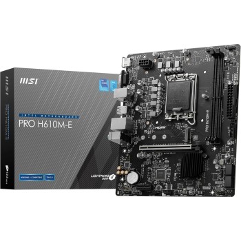 MSI PRO H610M-E Motherboard, Micro-ATX - Supports 14th/13th/12th Gen Intel Core Processors, LGA 1700 - DDR5 Memory Boost 5600MHz/MAX, PCIe 4.0 x16 Slot, M.2 Gen3 Slot