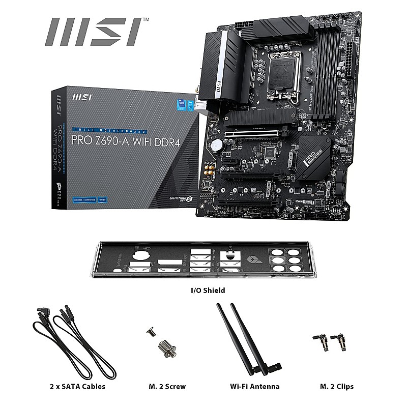 MSI PRO Z690-A DDR4 Gaming Motherboard ATX 12th Gen Intel Core, LGA 1700 Socket DDR4 Black