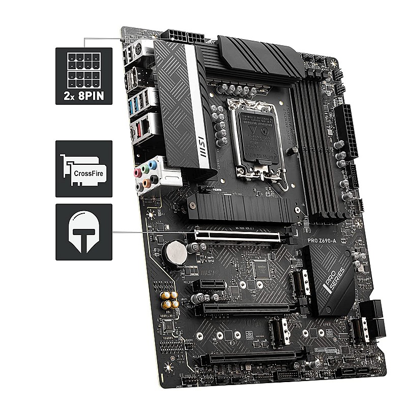 MSI PRO Z690-A DDR4 Gaming Motherboard ATX 12th Gen Intel Core, LGA 1700 Socket DDR4 Black