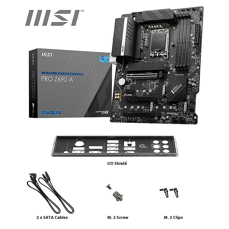 MSI PRO Z690-A DDR4 Gaming Motherboard ATX 12th Gen Intel Core, LGA 1700 Socket DDR4 Black