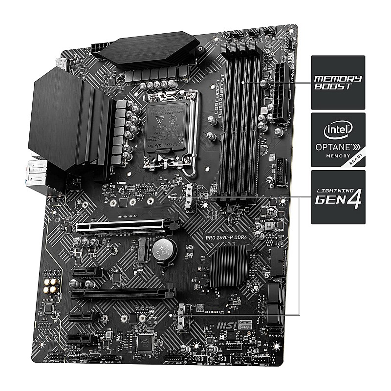 MSI PRO Z690-A DDR4 Gaming Motherboard ATX 12th Gen Intel Core, LGA 1700 Socket DDR4 Black