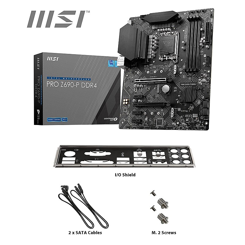 MSI PRO Z690-A DDR4 Gaming Motherboard ATX 12th Gen Intel Core, LGA 1700 Socket DDR4 Black