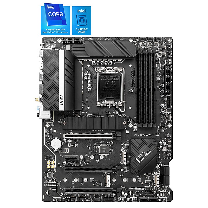 MSI PRO Z690-A DDR4 Gaming Motherboard ATX 12th Gen Intel Core, LGA 1700 Socket DDR4 Black