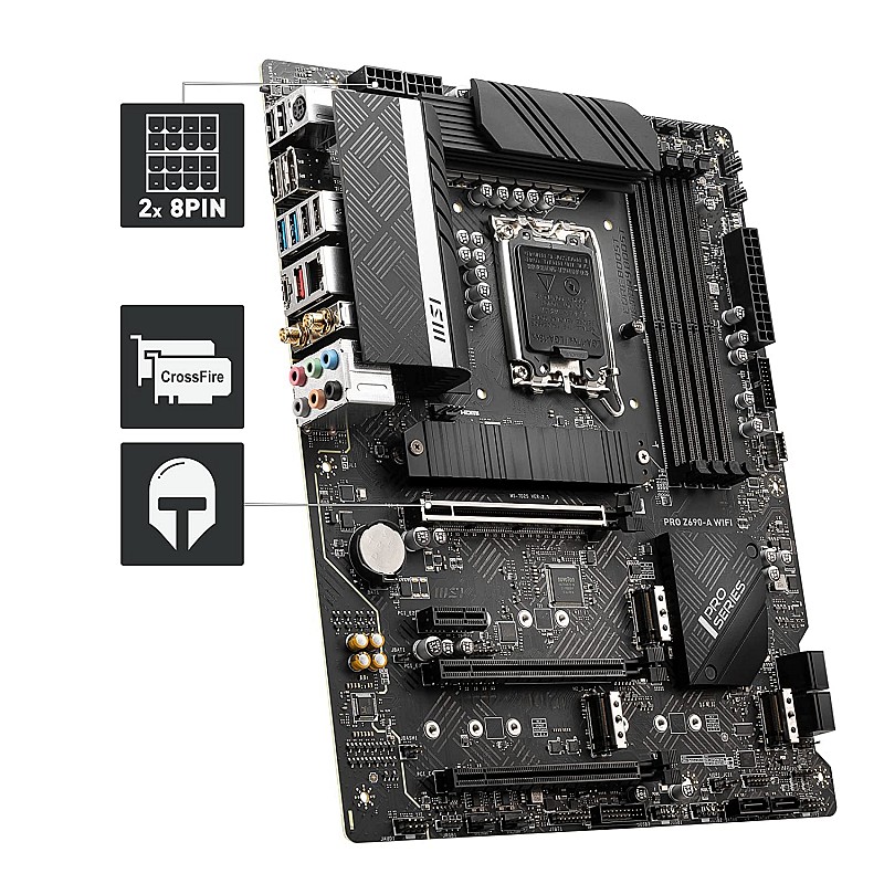 MSI PRO Z690-A DDR4 Gaming Motherboard ATX 12th Gen Intel Core, LGA 1700 Socket DDR4 Black