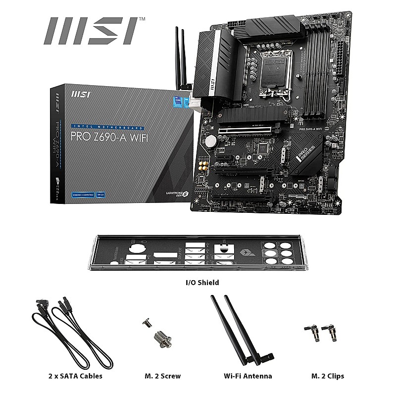 MSI PRO Z690-A DDR4 Gaming Motherboard ATX 12th Gen Intel Core, LGA 1700 Socket DDR4 Black